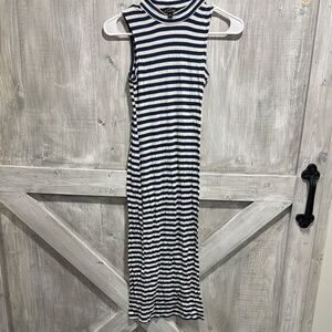 Cats Collection Navy and White Striped Maxi Dress. X1
